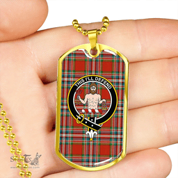 ScottishPlaid MacFarlane Red Ancient Clan Tartan Dog Tag Necklace - Crest Classic Scottish Plaid Tartan Plaid