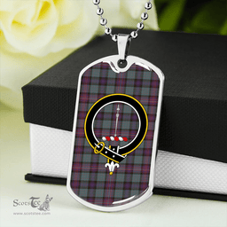 ScottishPlaid Rankin (Dalgliesh) Weathered Clan Tartan Dog Tag Necklace - Crest Classic Scottish Plaid Tartan Plaid