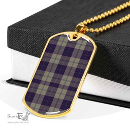 Scottish Cunningham Dress Blue Dancers Clan Tartan Dog Tag Necklace - Classic Scottish Plaid Tartan Plaid