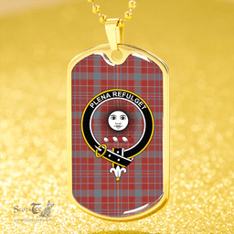 ScottishPlaid Pitcairn Heritage Weathered Clan Tartan Dog Tag Necklace - Crest Classic Scottish Plaid Tartan Plaid