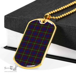 Scottish Durie Clan Tartan Dog Tag Necklace - Classic Scottish Plaid Tartan Plaid