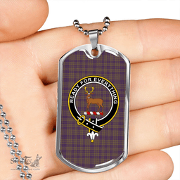 ScottishPlaid Rae Weathered Clan Tartan Dog Tag Necklace - Crest Classic Scottish Plaid Tartan Plaid