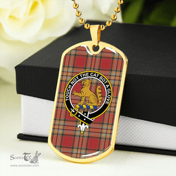 ScottishPlaid MacPherson Crubin Plaid Weathered Clan Tartan Dog Tag Necklace - Crest Classic Scottish Plaid Tartan Plaid