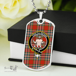 ScottishPlaid MacFarlane Red Ancient Clan Tartan Dog Tag Necklace - Crest Classic Scottish Plaid Tartan Plaid