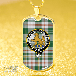 ScottishPlaid MacPherson Dress Green Weathered Clan Tartan Dog Tag Necklace - Crest Classic Scottish Plaid Tartan Plaid