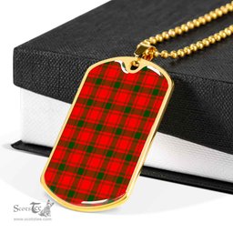 Scottish MacQuarrie Modern Clan Tartan Dog Tag Necklace - Classic Scottish Plaid Tartan Plaid