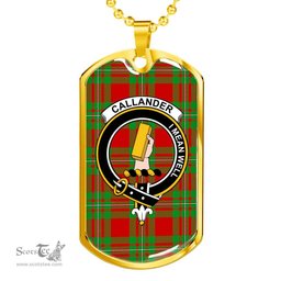 Scottish Callander Clan Tartan Dog Tag Necklace - Crest Classic Scottish Plaid Tartan Plaid