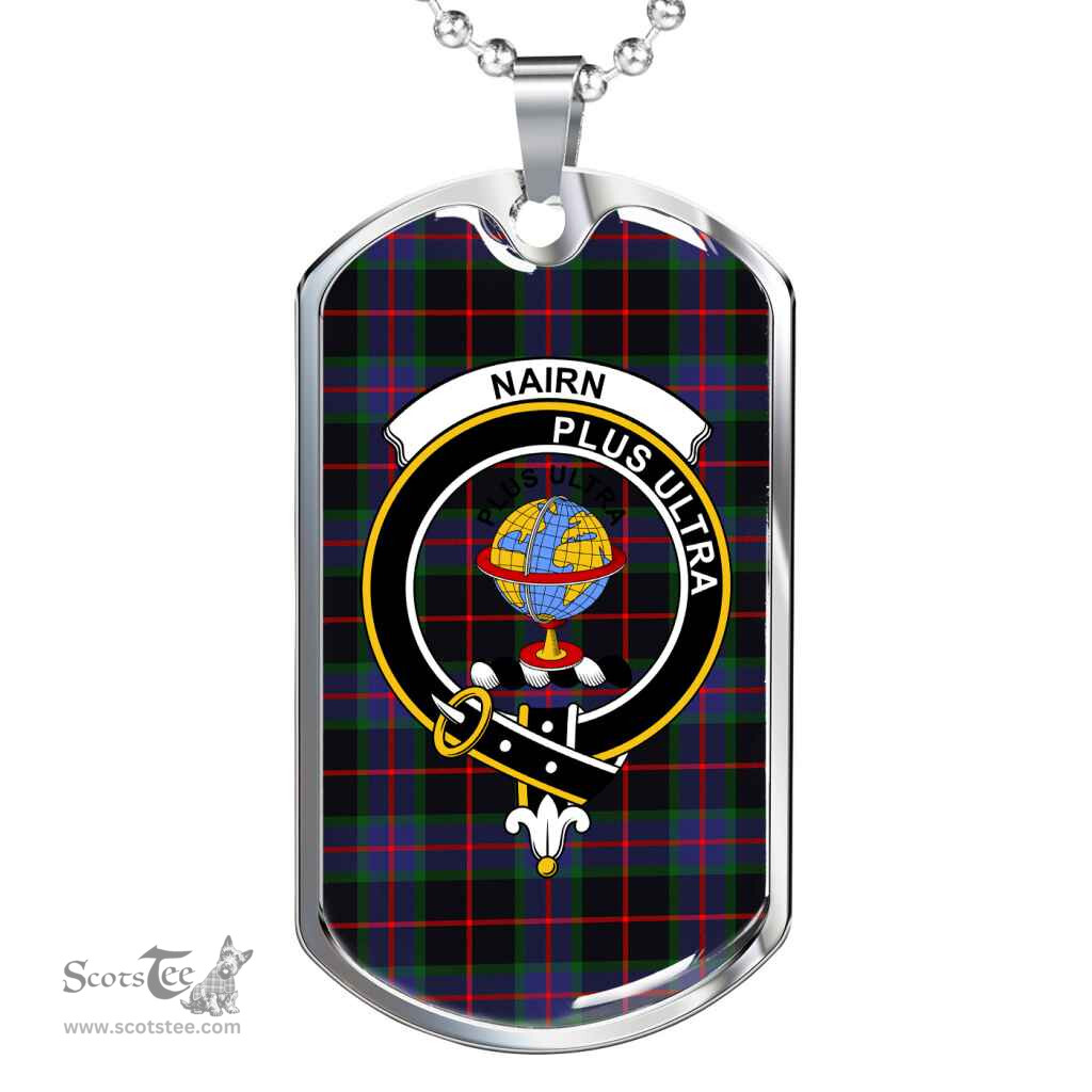 Scottish Nairn Clan Tartan Dog Tag Necklace - Crest Classic Scottish Plaid Tartan Plaid