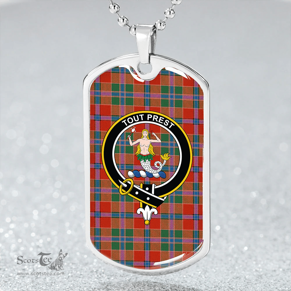 ScottishPlaid Murray of Abercairney Ancient Clan Tartan Dog Tag Necklace - Crest Classic Scottish Plaid Tartan Plaid