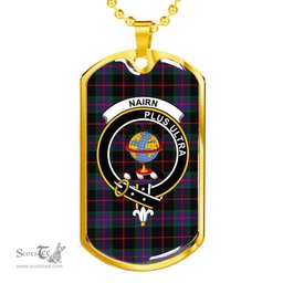 Scottish Nairn Clan Tartan Dog Tag Necklace - Crest Classic Scottish Plaid Tartan Plaid