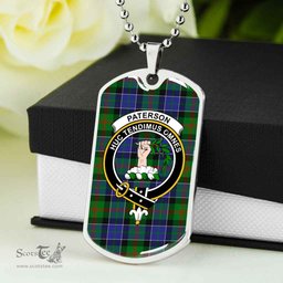 Scottish Paterson Clan Tartan Dog Tag Necklace - Crest Classic Scottish Plaid Tartan Plaid