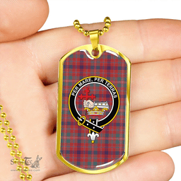 ScottishPlaid MacDonald of Glenaladale (Donald of Glenaladale) Weathered Clan Tartan Dog Tag Necklace - Crest Classic Scottish Plaid Tartan Plaid