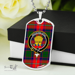 ScottishPlaid Wauchope Clan Tartan Dog Tag Necklace - Crest Classic Scottish Plaid Tartan Plaid