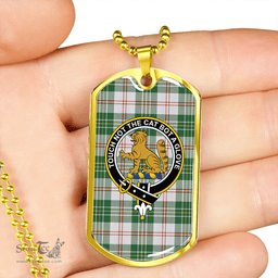 ScottishPlaid MacPherson Dress Green Weathered Clan Tartan Dog Tag Necklace - Crest Classic Scottish Plaid Tartan Plaid