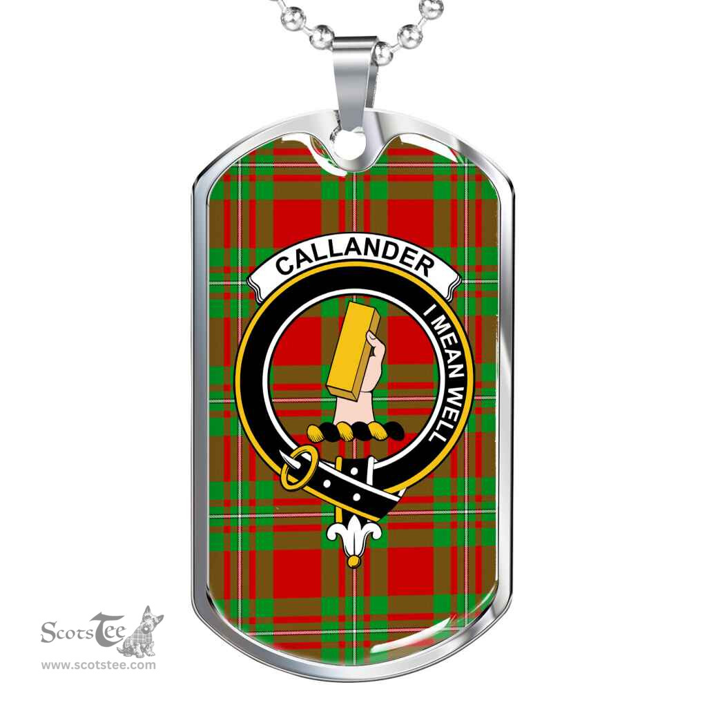 Scottish Callander Clan Tartan Dog Tag Necklace - Crest Classic Scottish Plaid Tartan Plaid