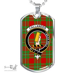 Scottish Callander Clan Tartan Dog Tag Necklace - Crest Classic Scottish Plaid Tartan Plaid