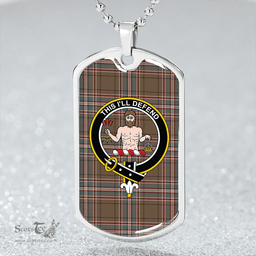 ScottishPlaid MacFarlane Hunting Weathered Clan Tartan Dog Tag Necklace - Crest Classic Scottish Plaid Tartan Plaid