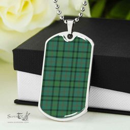 Scottish Ross Hunting Ancient Clan Tartan Dog Tag Necklace - Classic Scottish Plaid Tartan Plaid