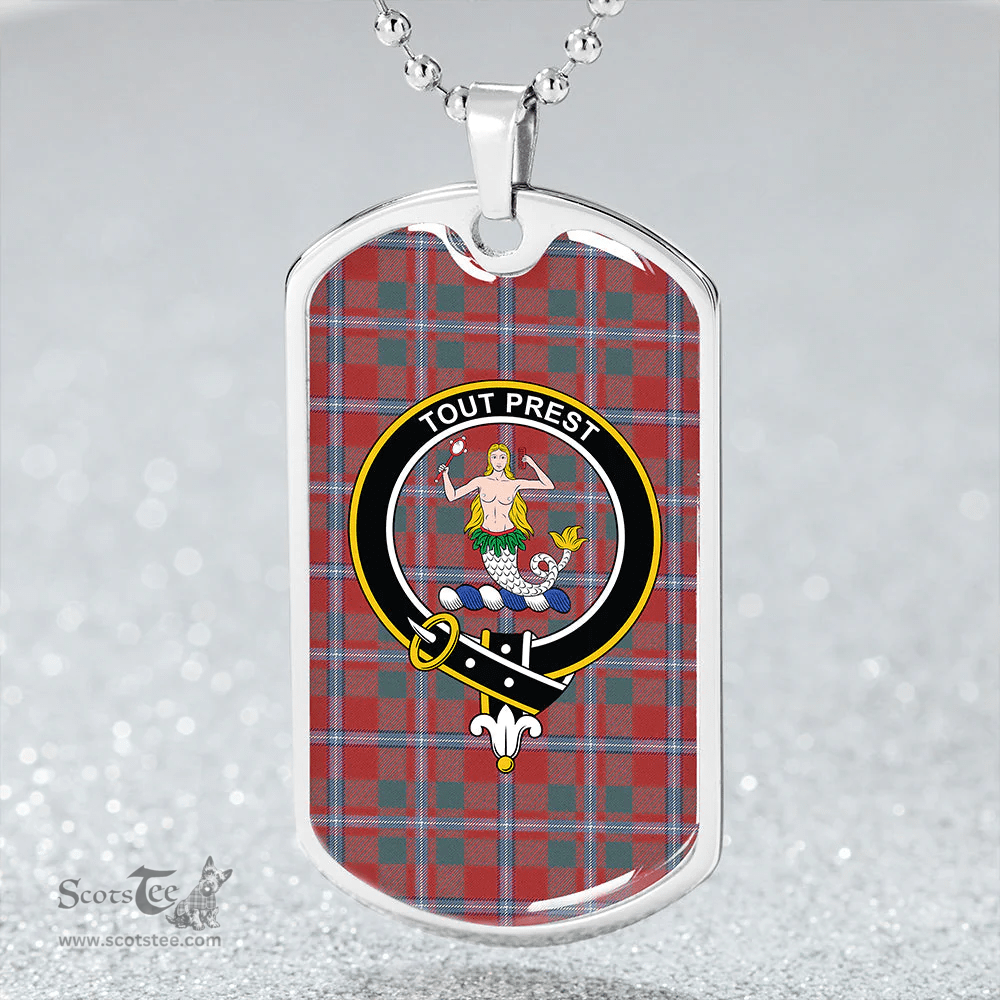 ScottishPlaid Murray of Abercairney Portrait (Murray of Abercairney; Portrait) Weathered Clan Tartan Dog Tag Necklace - Crest Classic Scottish Plaid Tartan Plaid