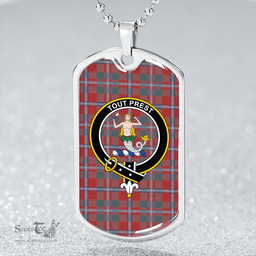 ScottishPlaid Murray of Abercairney Portrait (Murray of Abercairney; Portrait) Weathered Clan Tartan Dog Tag Necklace - Crest Classic Scottish Plaid Tartan Plaid