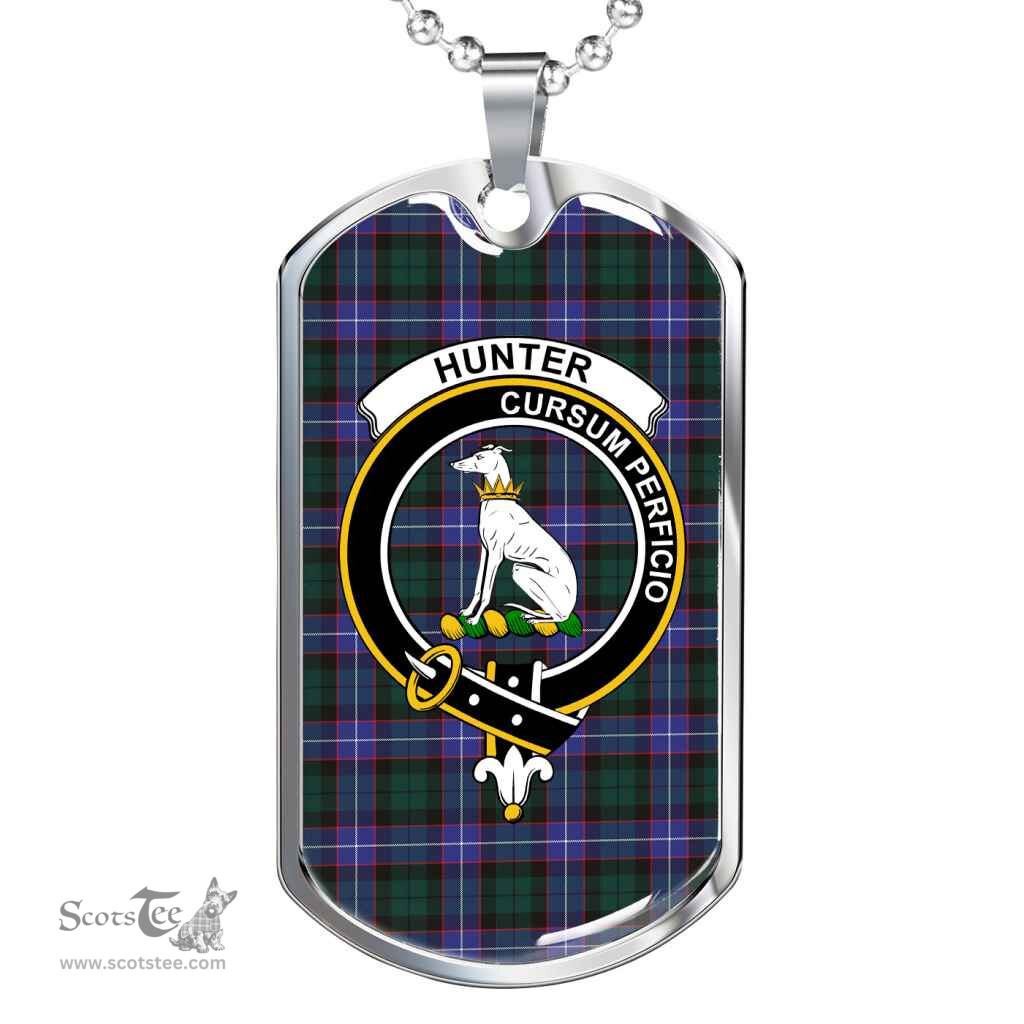 Scottish Hunter Clan Tartan Dog Tag Necklace - Crest Classic Scottish Plaid Tartan Plaid