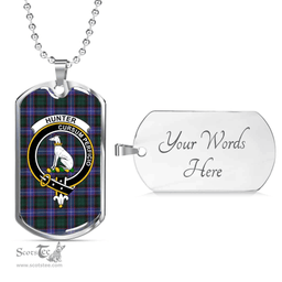 Scottish Hunter Clan Tartan Dog Tag Necklace - Crest Classic Scottish Plaid Tartan Plaid