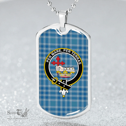 ScottishPlaid MacDonald Lord of the Isles Hunting Blue (Donald Lord of the Isles Hunting Blue) Ancient Clan Tartan Dog Tag Necklace - Crest Classic Scottish Plaid Tartan Plaid