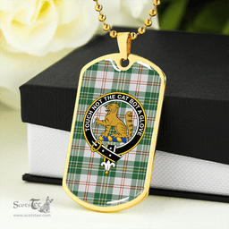 ScottishPlaid MacPherson Dress Green Weathered Clan Tartan Dog Tag Necklace - Crest Classic Scottish Plaid Tartan Plaid