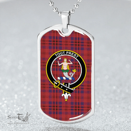 ScottishPlaid Murray of Abercairney James #2 (Murray of Abercairney; James #2) Weathered Clan Tartan Dog Tag Necklace - Crest Classic Scottish Plaid Tartan Plaid