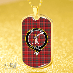 ScottishPlaid MacRae Modern Clan Tartan Dog Tag Necklace - Crest Classic Scottish Plaid Tartan Plaid