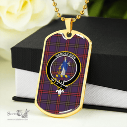 ScottishPlaid Montgomery Weathered Clan Tartan Dog Tag Necklace - Crest Classic Scottish Plaid Tartan Plaid