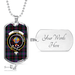 Scottish Nairn Clan Tartan Dog Tag Necklace - Crest Classic Scottish Plaid Tartan Plaid