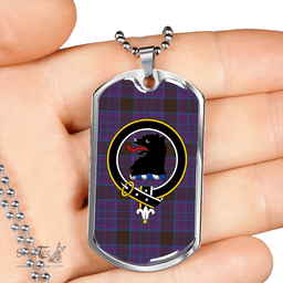 ScottishPlaid Phillips Modern Clan Tartan Dog Tag Necklace - Crest Classic Scottish Plaid Tartan Plaid
