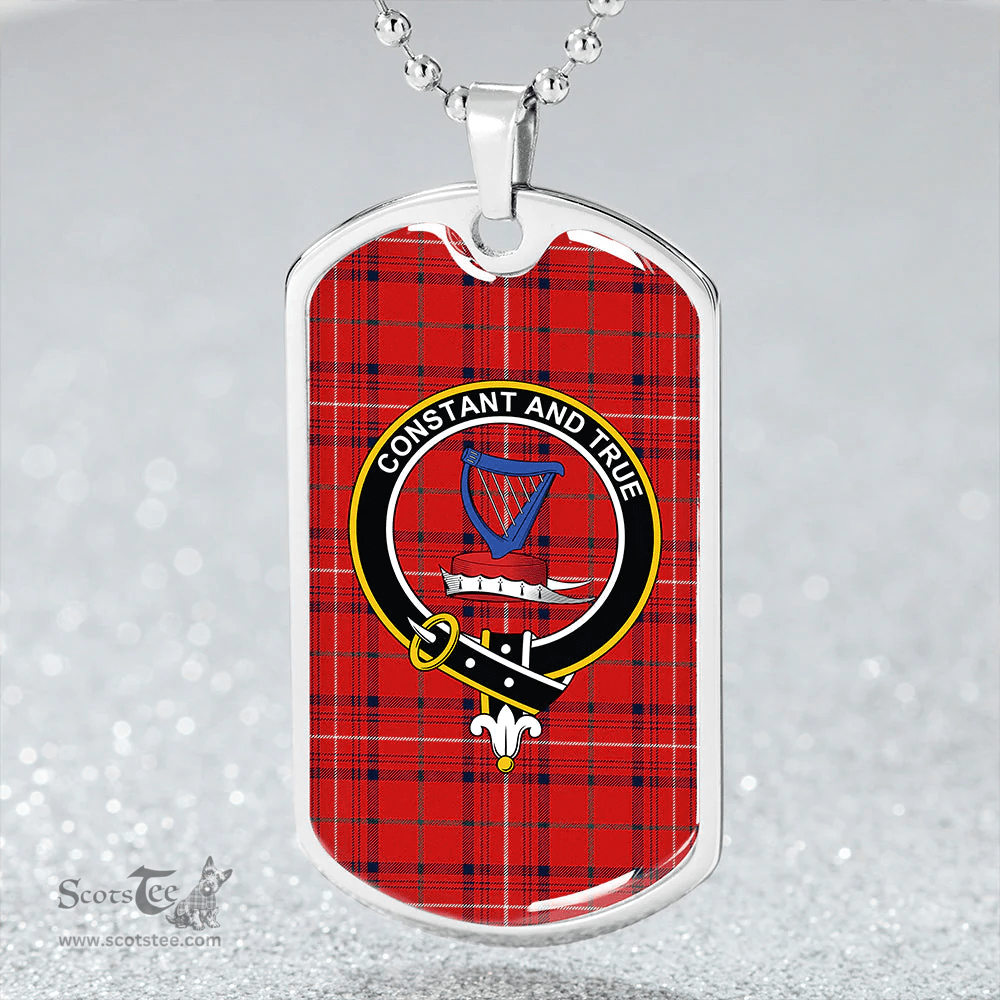 ScottishPlaid Rose Modern Clan Tartan Dog Tag Necklace - Crest Classic Scottish Plaid Tartan Plaid