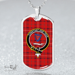 ScottishPlaid Rose Modern Clan Tartan Dog Tag Necklace - Crest Classic Scottish Plaid Tartan Plaid