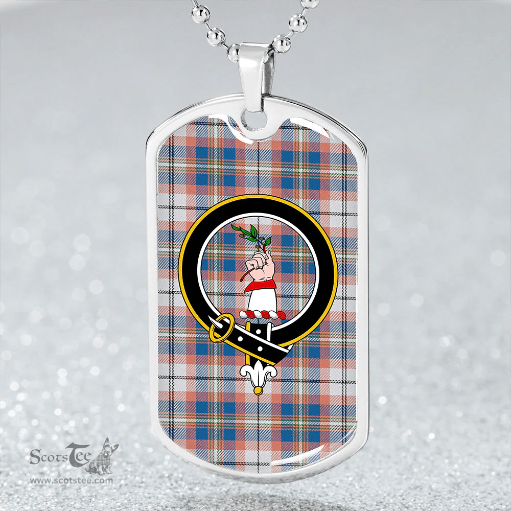 ScottishPlaid Oliver Pink Dress Ancient Clan Tartan Dog Tag Necklace - Crest Classic Scottish Plaid Tartan Plaid