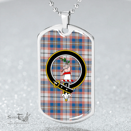 ScottishPlaid Oliver Pink Dress Ancient Clan Tartan Dog Tag Necklace - Crest Classic Scottish Plaid Tartan Plaid