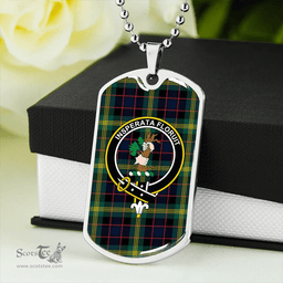 ScottishPlaid Watson (Wate/Watt) Modern Clan Tartan Dog Tag Necklace - Crest Classic Scottish Plaid Tartan Plaid