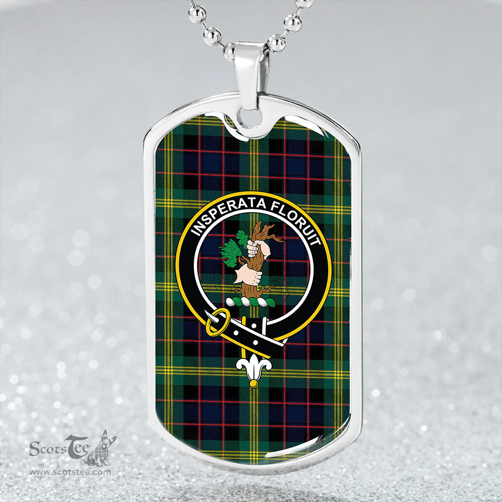 ScottishPlaid Watson (Wate/Watt) Modern Clan Tartan Dog Tag Necklace - Crest Classic Scottish Plaid Tartan Plaid