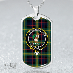 ScottishPlaid Watson (Wate/Watt) Modern Clan Tartan Dog Tag Necklace - Crest Classic Scottish Plaid Tartan Plaid