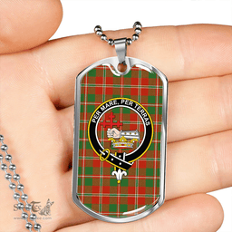 ScottishPlaid MacDonald of Glenaladale (Donald of Glenaladale) 2006 Ancient Clan Tartan Dog Tag Necklace - Crest Classic Scottish Plaid Tartan Plaid