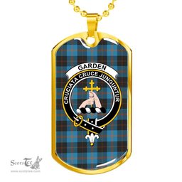 Scottish Garden Clan Tartan Dog Tag Necklace - Crest Classic Scottish Plaid Tartan Plaid