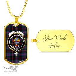 Scottish Nairn Clan Tartan Dog Tag Necklace - Crest Classic Scottish Plaid Tartan Plaid