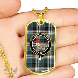 ScottishPlaid MacDonald Dress Muted Blue Special (Donald Dress Muted Blue Special) Ancient Clan Tartan Dog Tag Necklace - Crest Classic Scottish Plaid Tartan Plaid