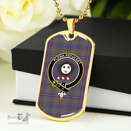 ScottishPlaid Pitcairn Hunting Weathered Clan Tartan Dog Tag Necklace - Crest Classic Scottish Plaid Tartan Plaid