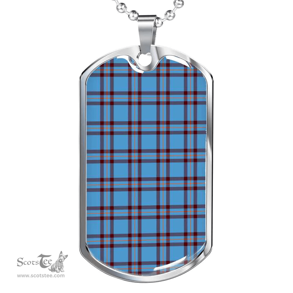 Scottish Elliot Ancient Clan Tartan Dog Tag Necklace - Classic Scottish Plaid Tartan Plaid