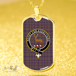 ScottishPlaid Rae Weathered Clan Tartan Dog Tag Necklace - Crest Classic Scottish Plaid Tartan Plaid
