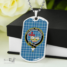 ScottishPlaid MacDonald Lord of the Isles Hunting Blue (Donald Lord of the Isles Hunting Blue) Ancient Clan Tartan Dog Tag Necklace - Crest Classic Scottish Plaid Tartan Plaid