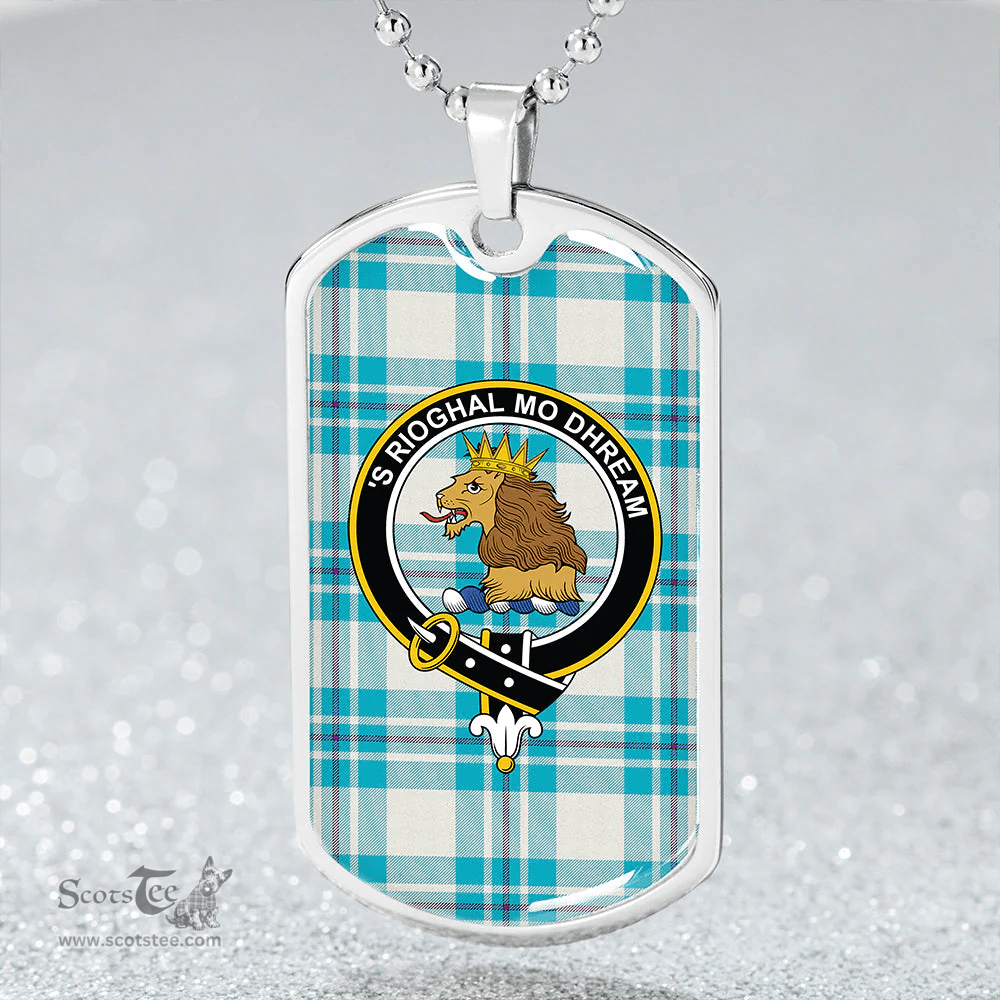ScottishPlaid MacGregor Dress Turquoise (Gregor Dress Turquoise) Clan Tartan Dog Tag Necklace - Crest Classic Scottish Plaid Tartan Plaid