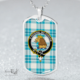 ScottishPlaid MacGregor Dress Turquoise (Gregor Dress Turquoise) Clan Tartan Dog Tag Necklace - Crest Classic Scottish Plaid Tartan Plaid